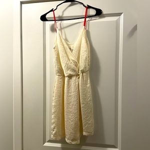 Cream Dress with Red Straps